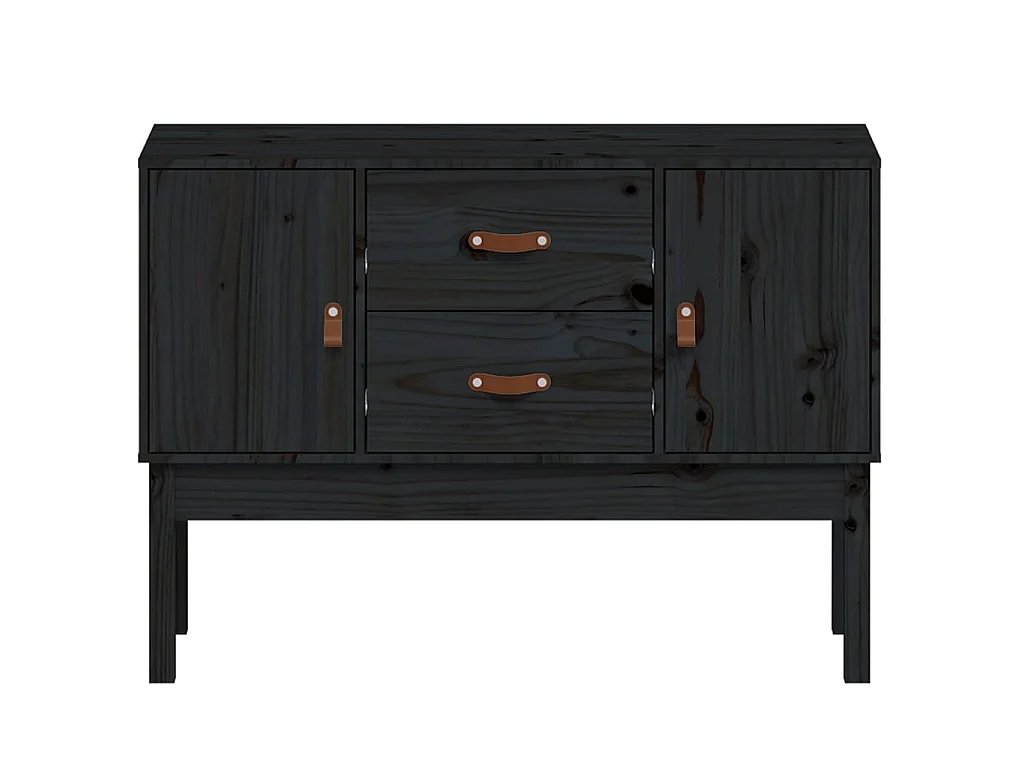 Sideboard Schwarz Anrichte 110x40x78 cm Massivholz Kiefer -RM78069