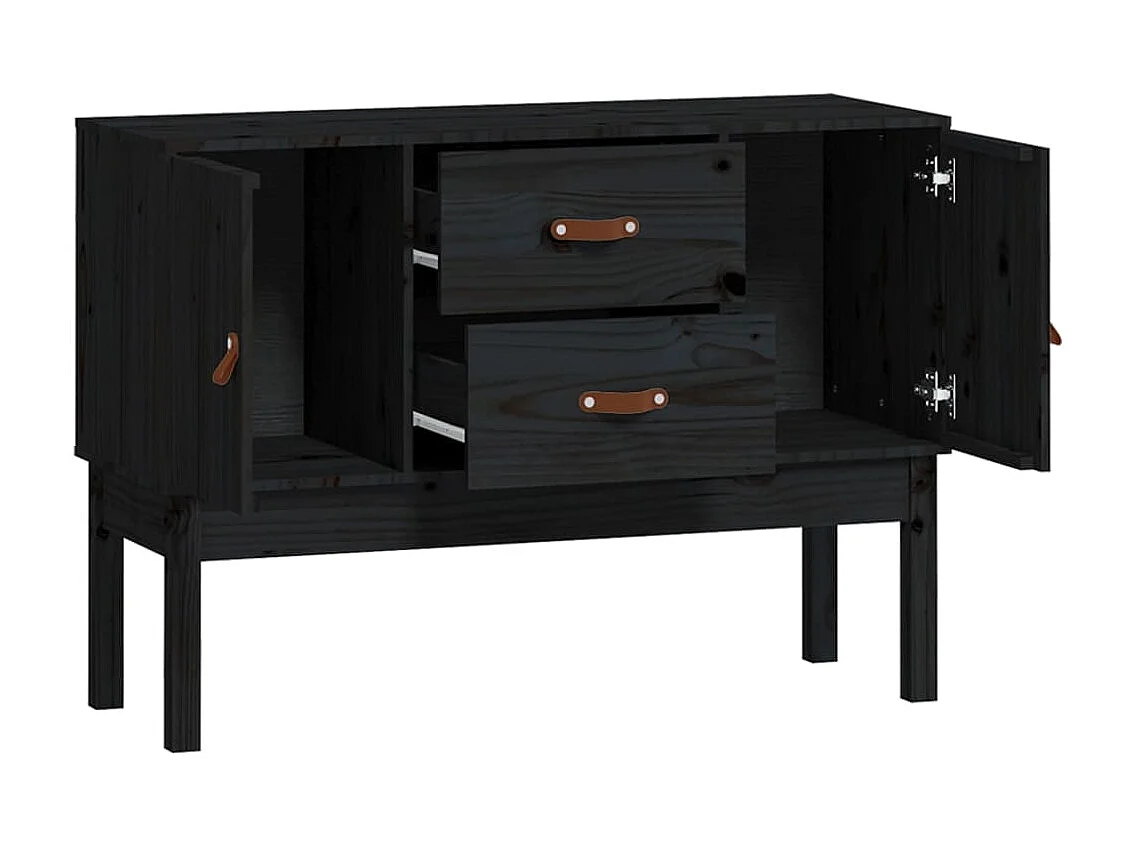 Sideboard Schwarz Anrichte 110x40x78 cm Massivholz Kiefer -RM78069