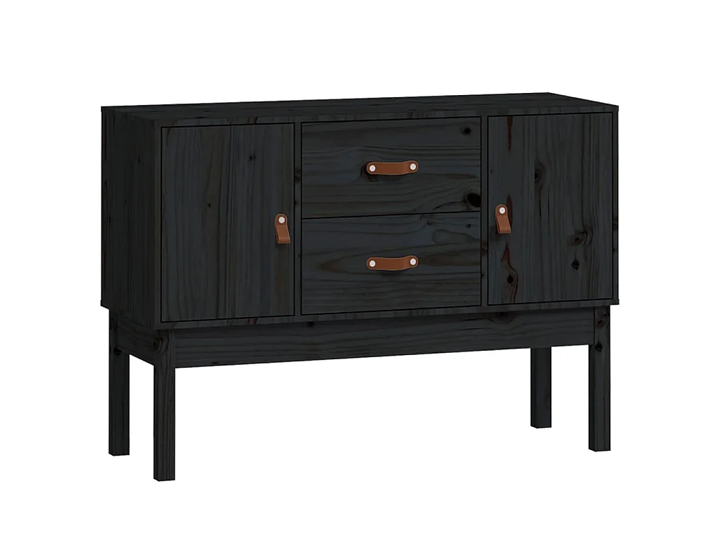 Sideboard Schwarz Anrichte 110x40x78 cm Massivholz Kiefer -RM78069