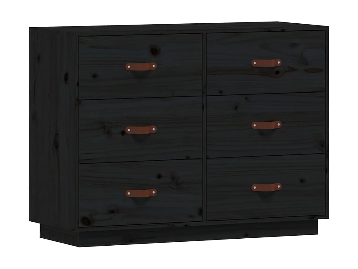 Sideboard Schwarz Anrichte 100x40x75 cm Massivholz Kiefer -RM61367