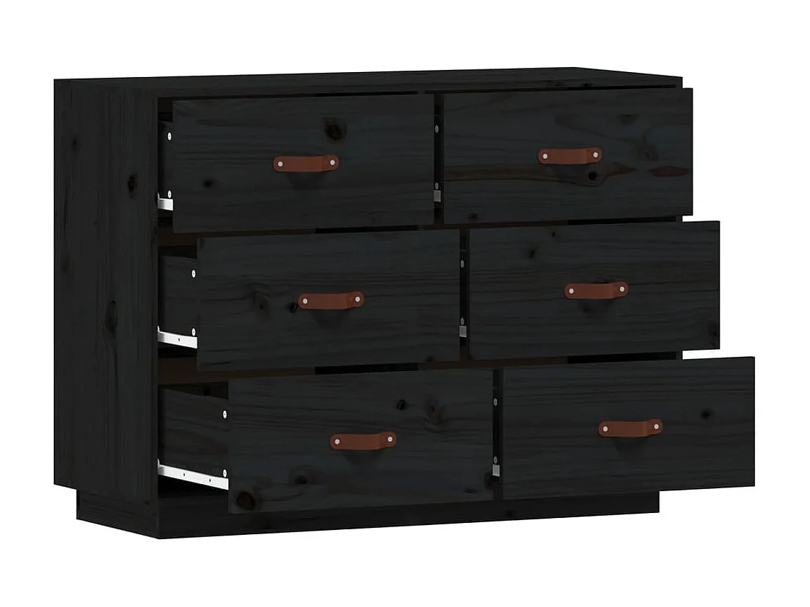 Sideboard Schwarz Anrichte 100x40x75 cm Massivholz Kiefer -RM61367