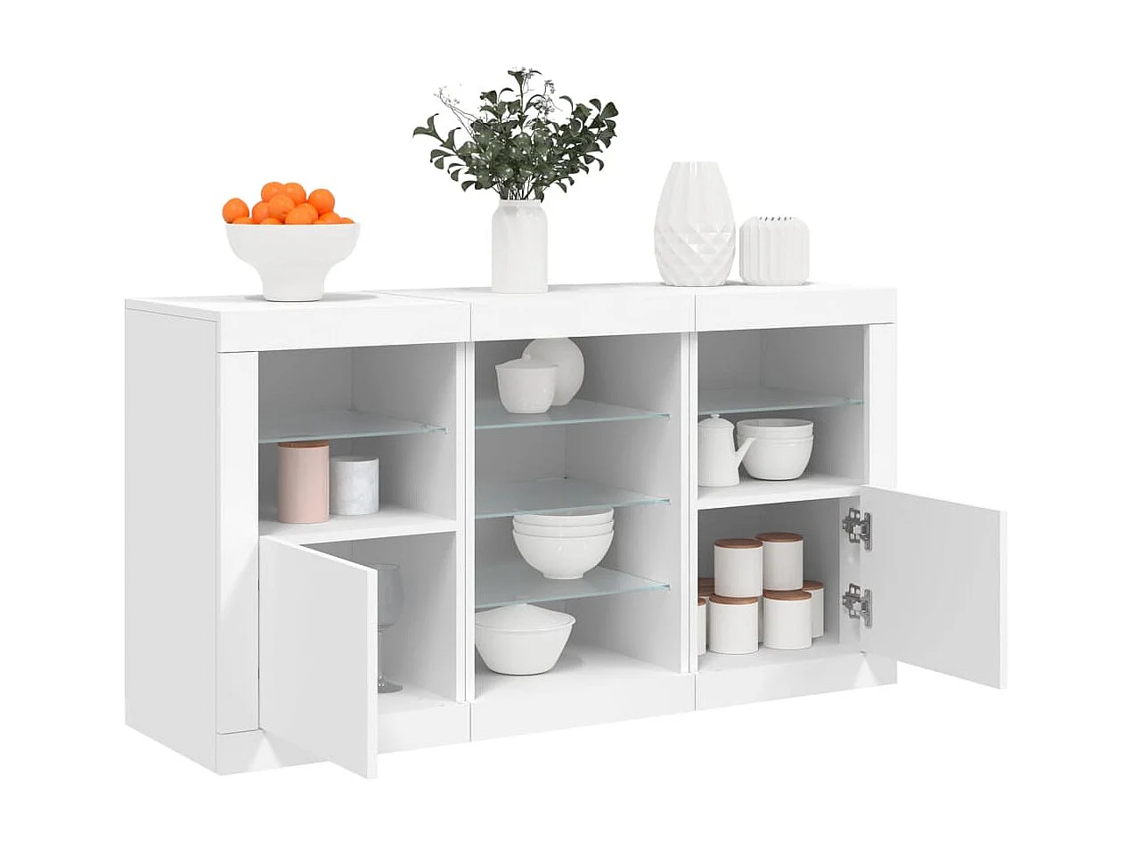 Sideboard mit LED-Leuchten Anrichte Weiß 123x37x67 cm -RM74200