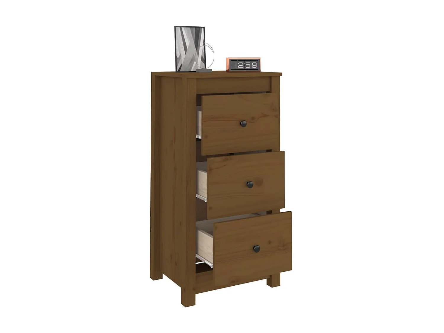 Sideboards im 2er-Set Lowboards Honigbraun 40x35x80 cm Massivholz Kiefer -RM94119