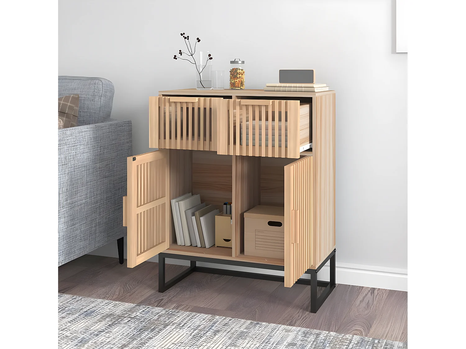 Sideboard Anrichte - 60x30x75 cm Holzwerkstoff -RM81142