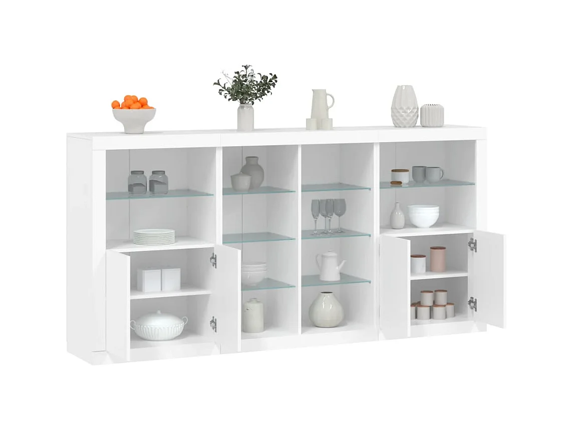 Sideboard mit LED-Leuchten Anrichte Weiß 202x37x100 cm -RM80431