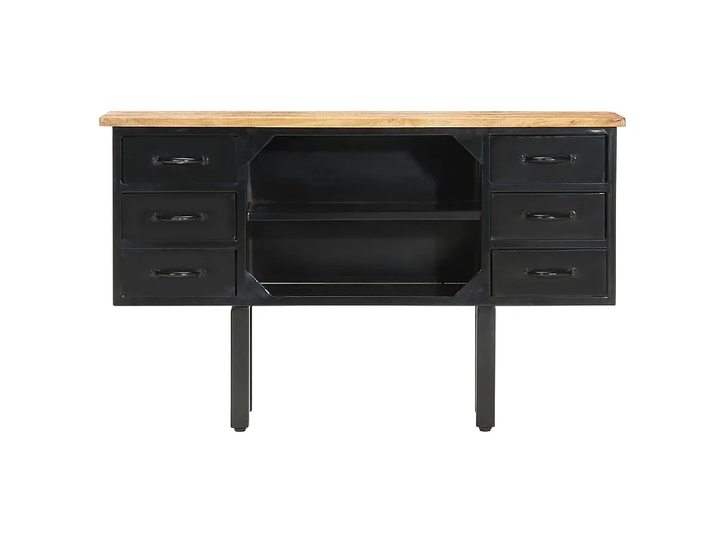 Sideboard Anrichte - 110x30x65 cm Raues Mango-Massivholz und Stahl -RM12482