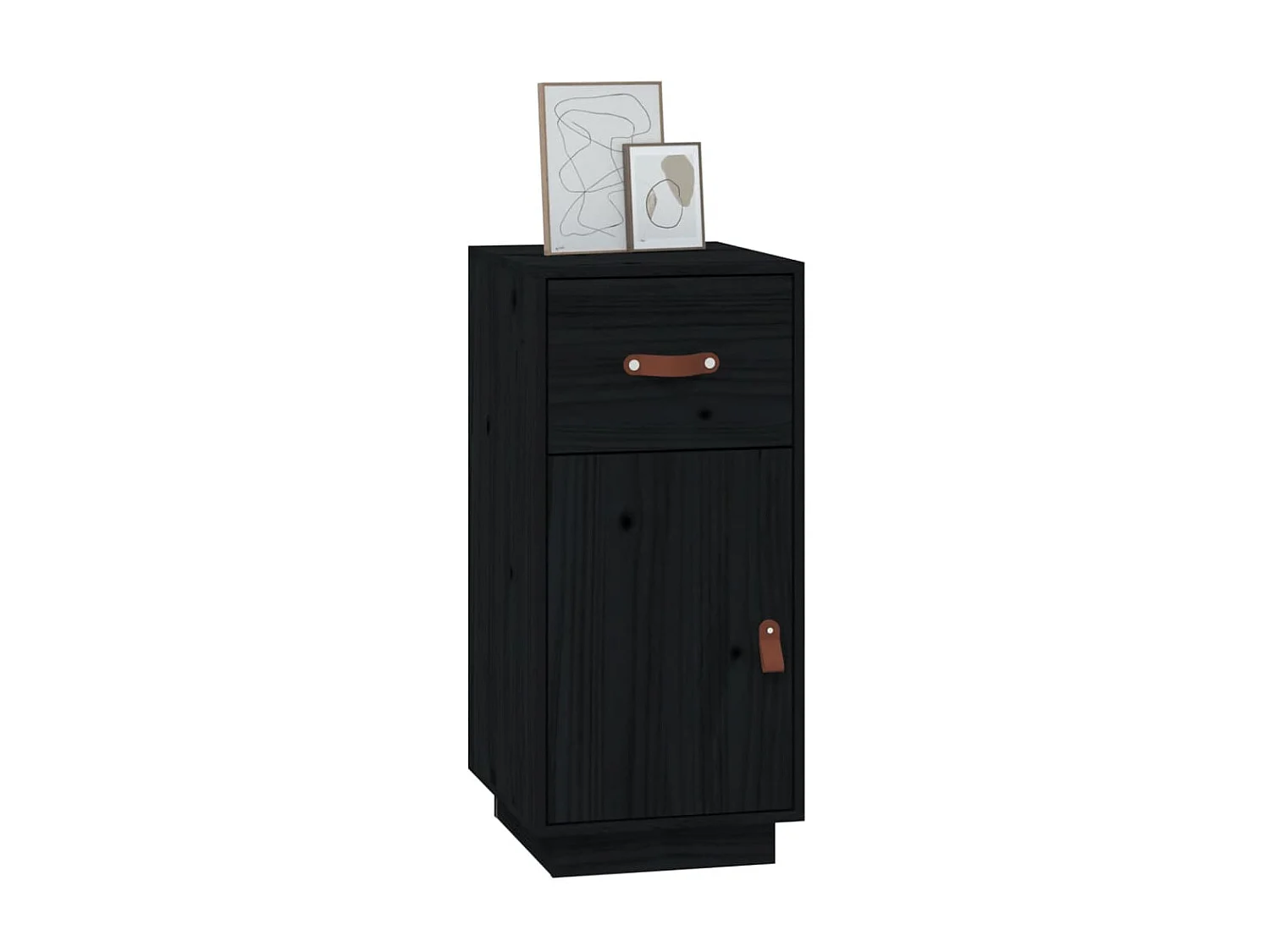 Sideboard Schwarz Anrichte 34x40x75 cm Massivholz Kiefer -RM10480