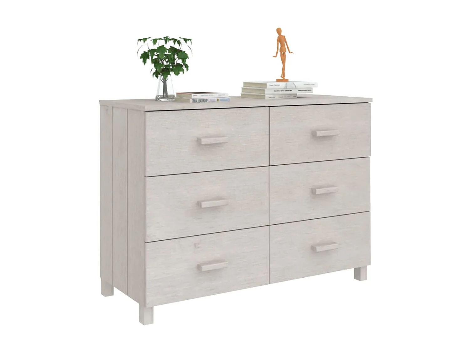 Sideboard Lowboard - HAMAR Weiß 113x40x80 cm Massivholz Kiefer -RM64813