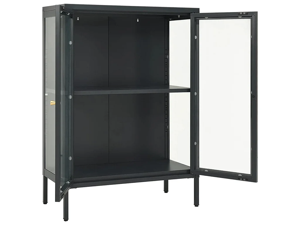 Sideboard Lowboard - Anthrazit 75x35x105 cm Stahl und Glas -RM89314