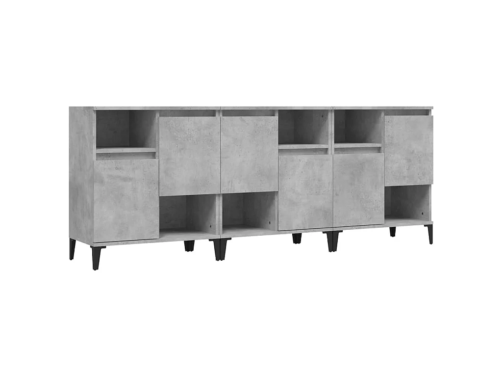 Sideboards im 3er-Set Lowboards Betongrau 60x35x70 cm Holzwerkstoff -RM87374
