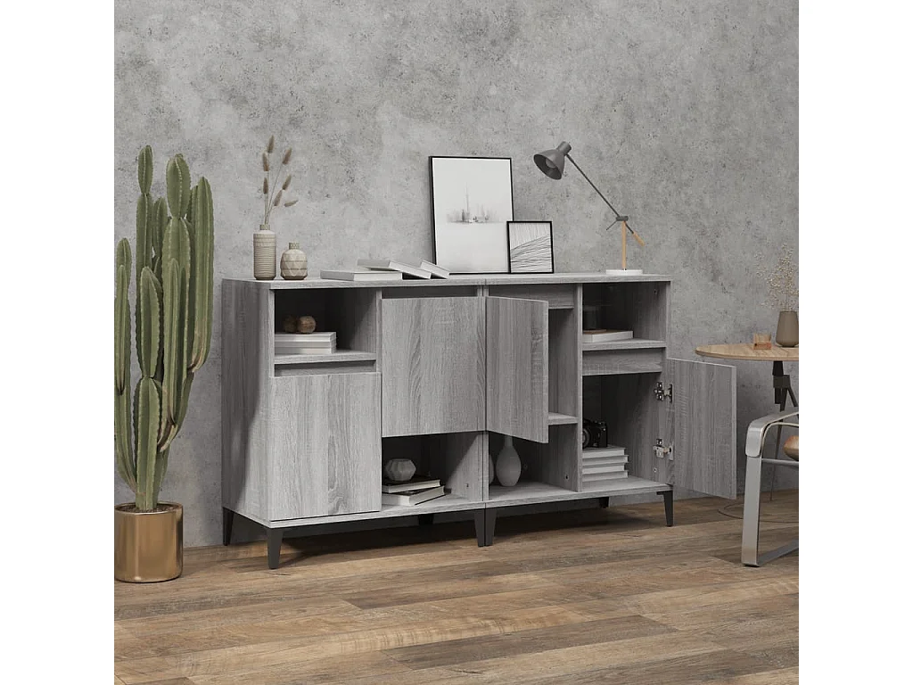 Sideboards Grau im 2er-Set Anrichten Sonoma 60x35x70 cm Holzwerkstoff -RM74338