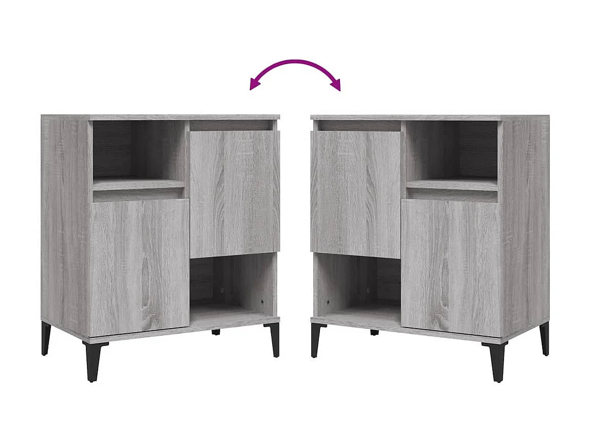Sideboards Grau im 2er-Set Anrichten Sonoma 60x35x70 cm Holzwerkstoff -RM74338