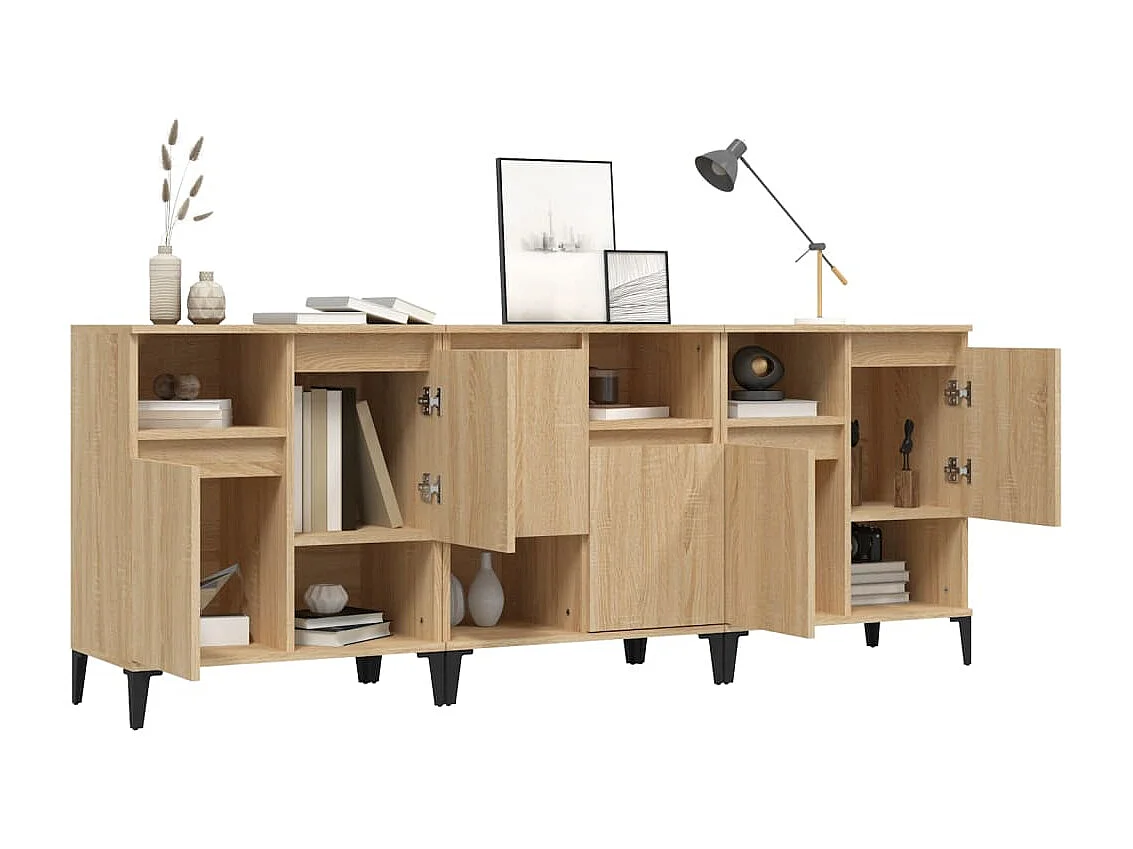 Sideboards im 3er-Set Lowboards Sonoma-Eiche 60x35x70 cm Holzwerkstoff -RM45200