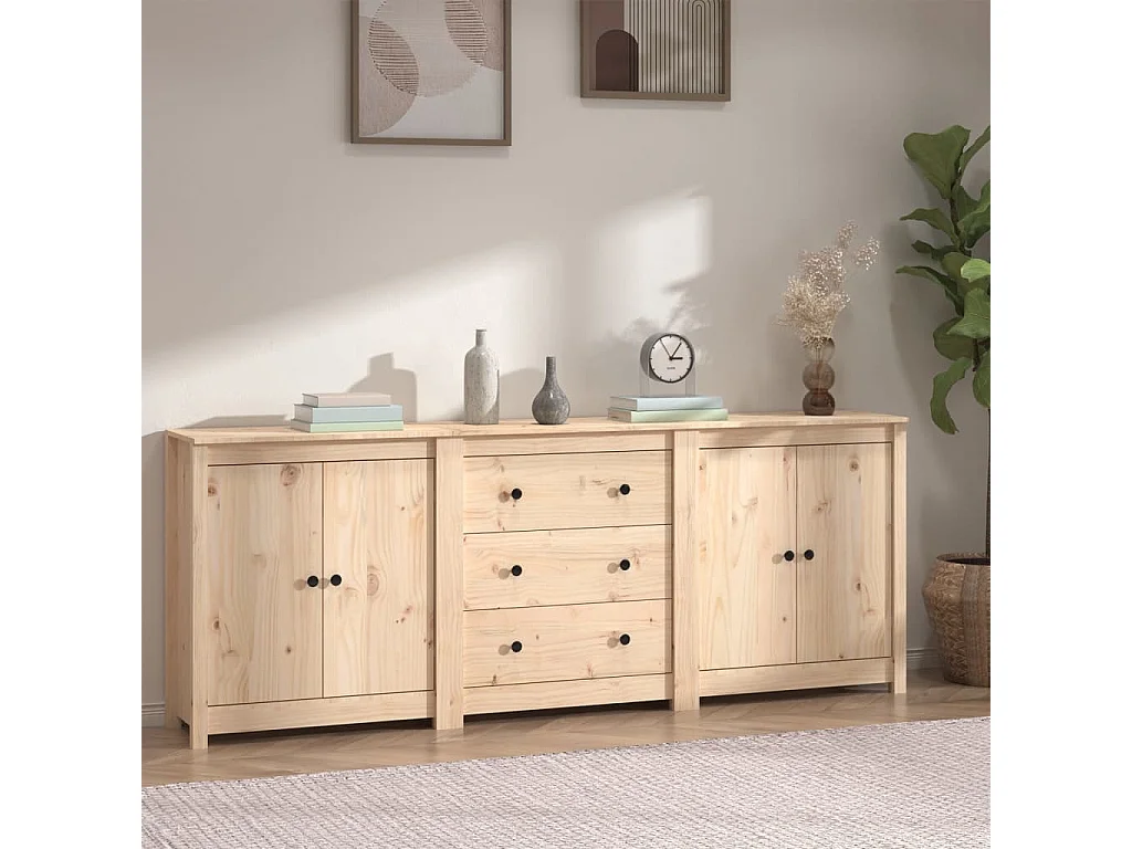 Sideboard Anrichte - 210x35x80 cm Massivholz Kiefer -RM54114