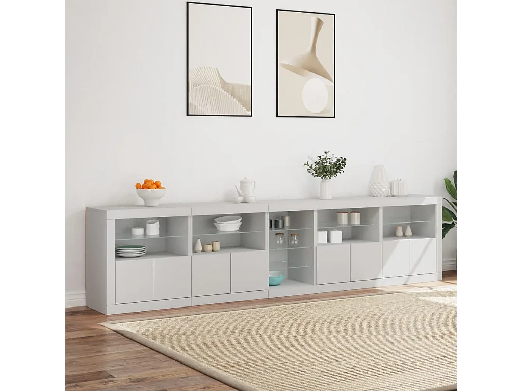 Sideboard mit LED-Leuchten Anrichte Weiß 283x37x67 cm -RM83164