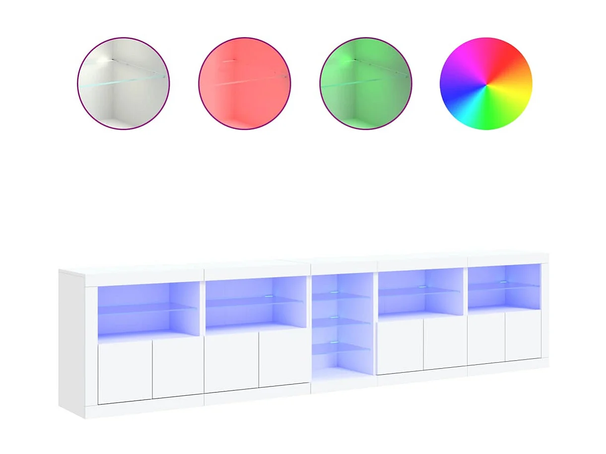 Sideboard mit LED-Leuchten Anrichte Weiß 283x37x67 cm -RM83164