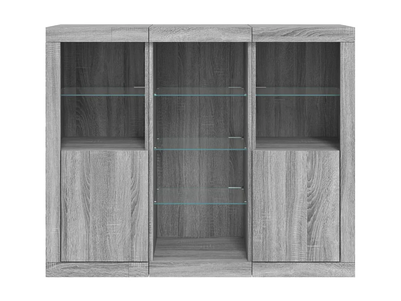 Sideboards Grau Anrichten mit LED-Leuchten im 3er-Set Anrichten Sonoma Holzwerkstoff -RM51176