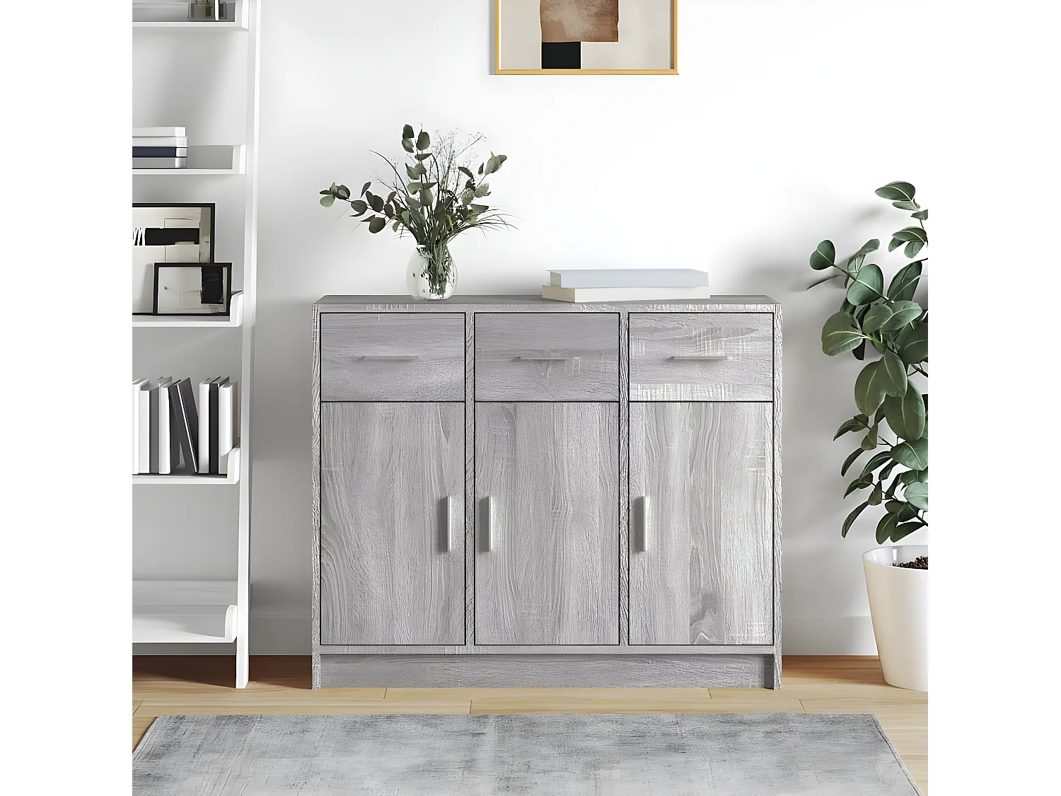 Sideboard Lowboard - Grau Sonoma 91x28x75 cm Holzwerkstoff -RM63389
