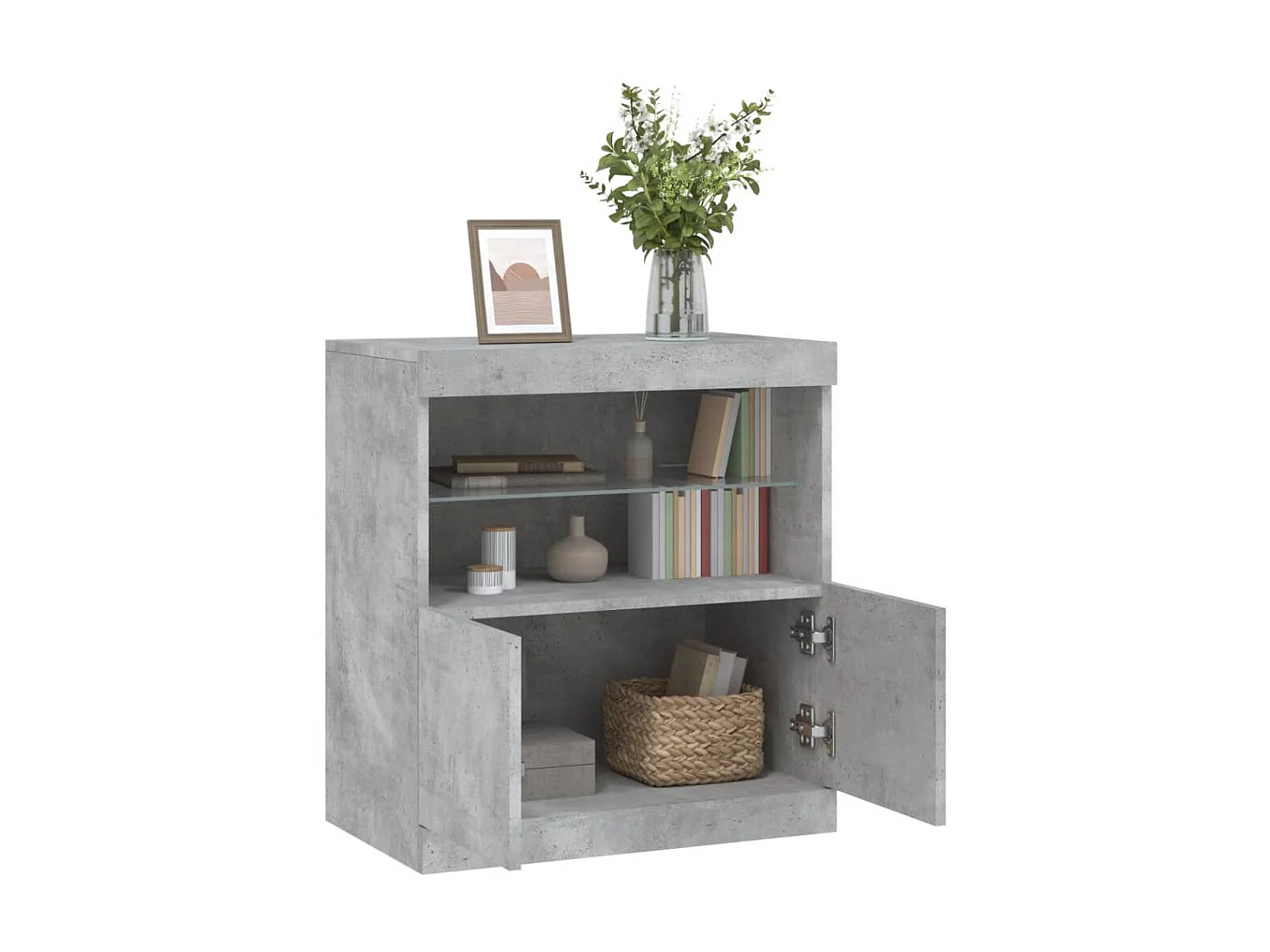Sideboard mit LED-Leuchten - Anrichte Betongrau 60x37x67 cm -RM40100