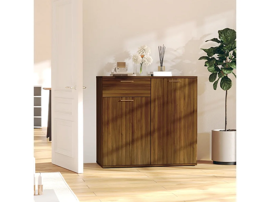 Sideboard Lowboard - Braun Eichen-Optik 80x36x75 cm Holzwerkstoff -RM43768