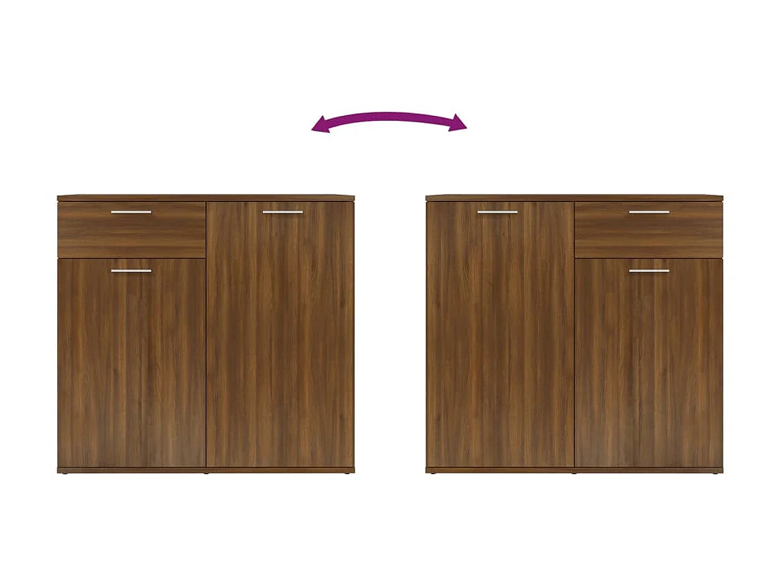 Sideboard Lowboard - Braun Eichen-Optik 80x36x75 cm Holzwerkstoff -RM43768