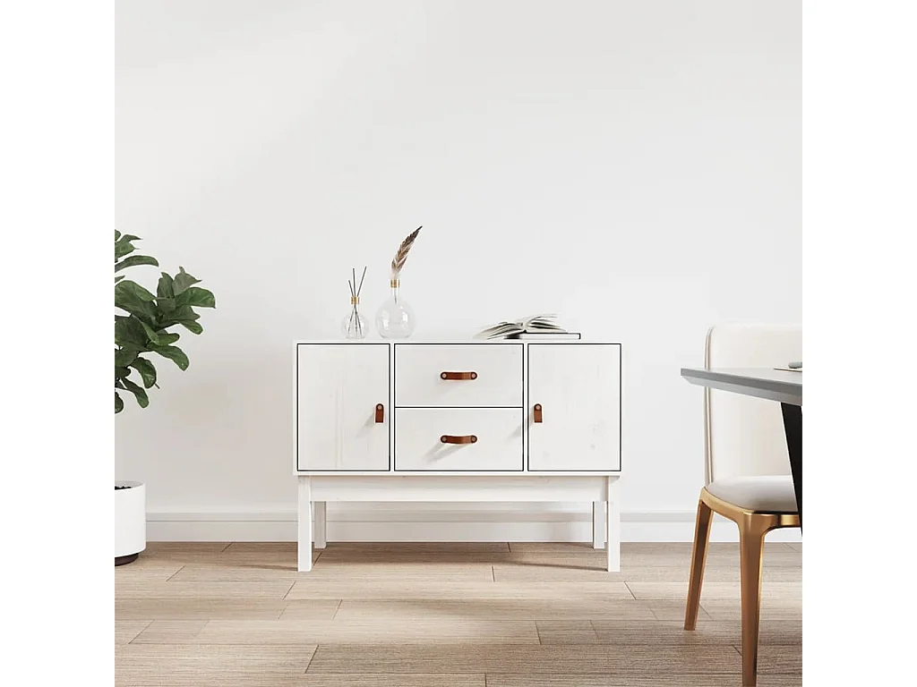 Sideboard Weiß Anrichte 110x40x78 cm Massivholz Kiefer -RM93594
