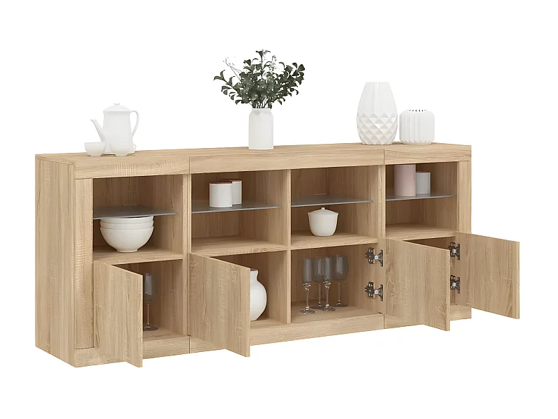Sideboard mit LED-Leuchten Anrichte Sonoma-Eiche 163x37x67 cm -RM68666