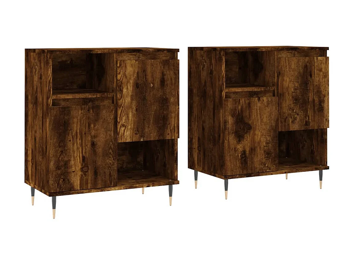 Sideboards im 2er-Set Lowboards Räuchereiche Holzwerkstoff -RM55720