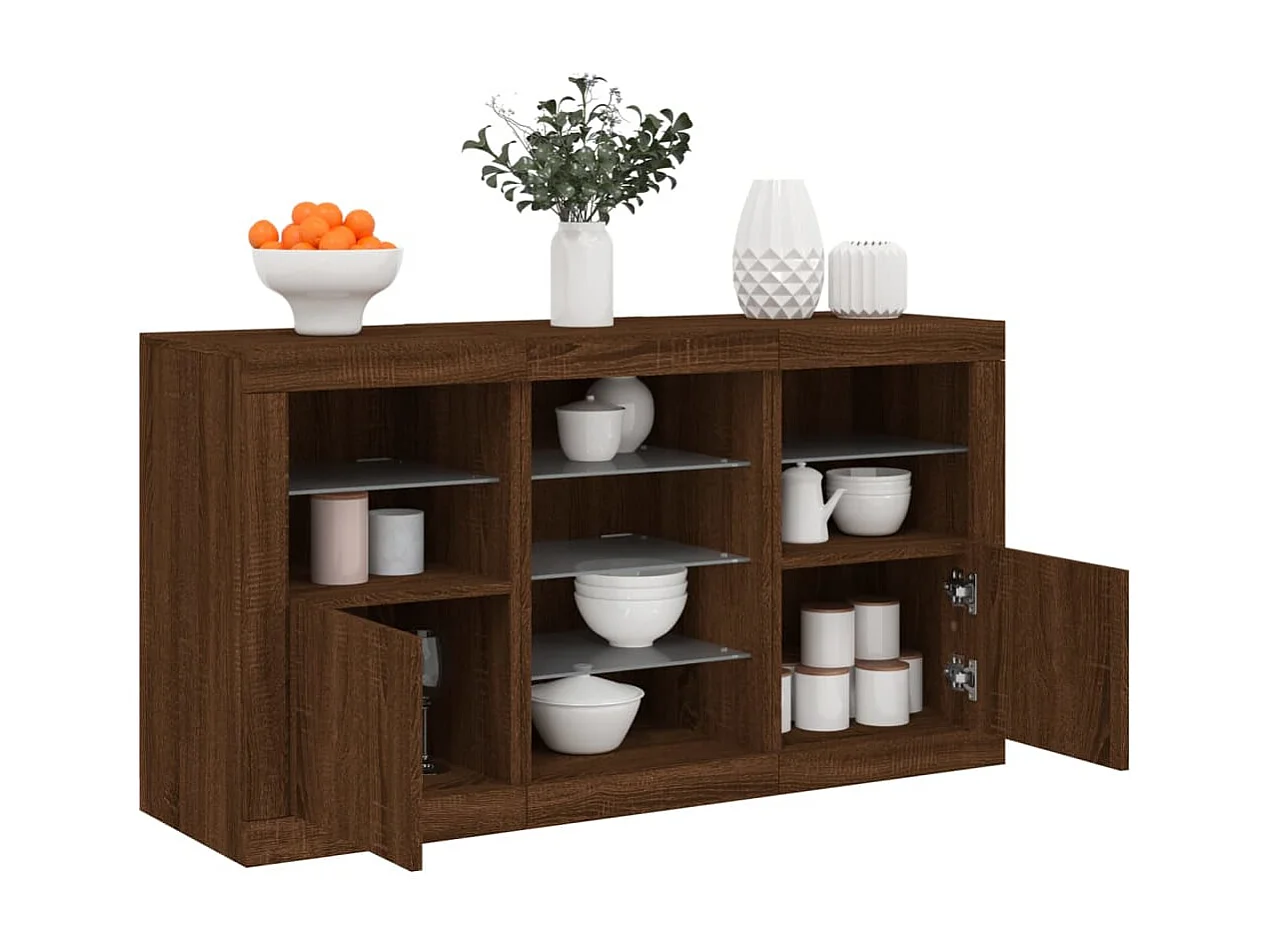 Sideboard Braun Anrichte mit LED-Leuchten Eichen-Optik 123x37x67 cm -RM53990