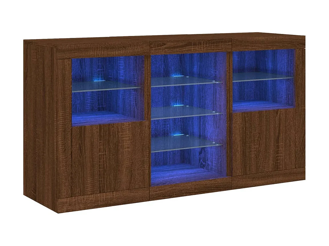 Sideboard Braun Anrichte mit LED-Leuchten Eichen-Optik 123x37x67 cm -RM53990