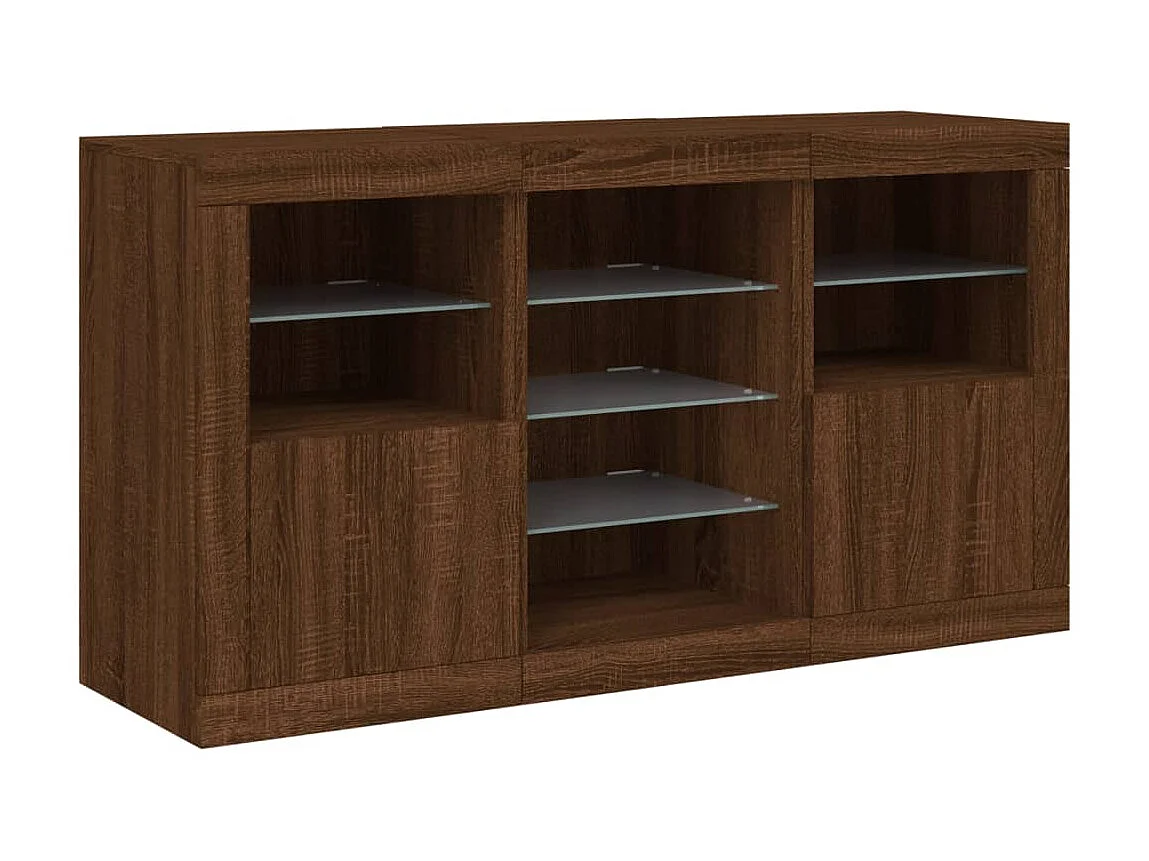 Sideboard Braun Anrichte mit LED-Leuchten Eichen-Optik 123x37x67 cm -RM53990