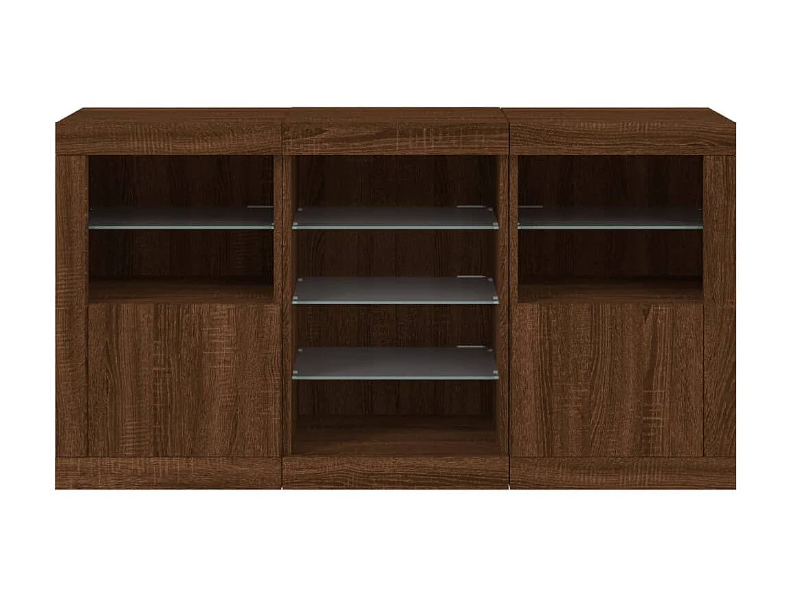 Sideboard Braun Anrichte mit LED-Leuchten Eichen-Optik 123x37x67 cm -RM53990