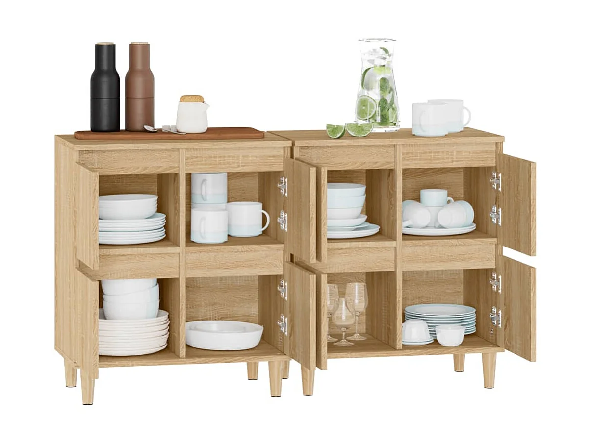 Sideboards im 2er-Set Lowboards Sonoma-Eiche 60x35x70 cm Holzwerkstoff -RM34737