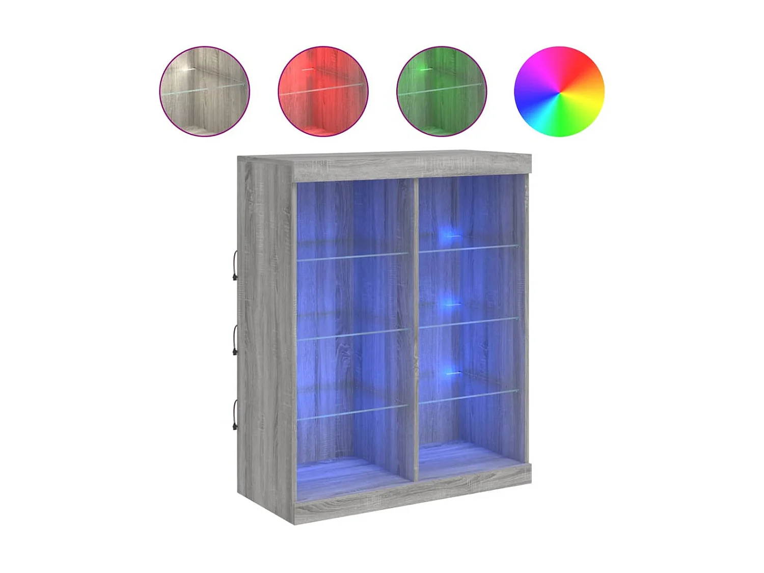 Sideboard Grau Anrichte mit LED-Leuchten Sonoma 81x37x100 cm -RM82029