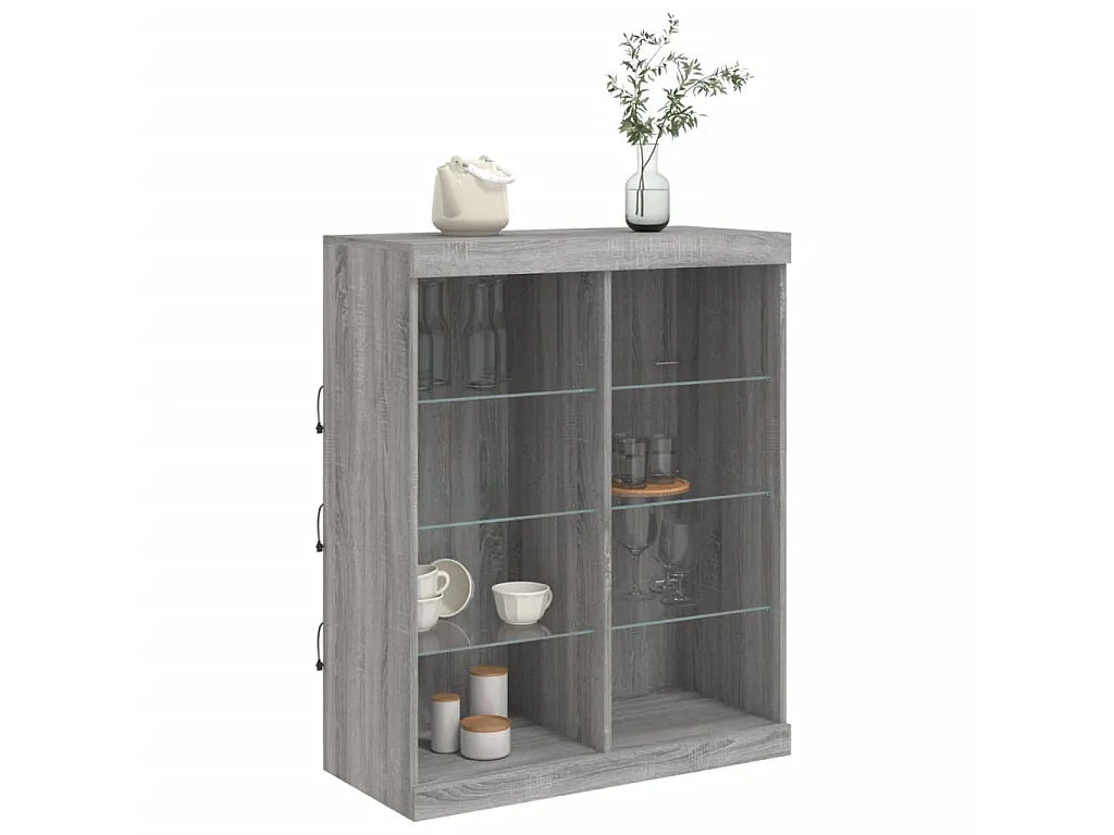 Sideboard Grau Anrichte mit LED-Leuchten Sonoma 81x37x100 cm -RM82029