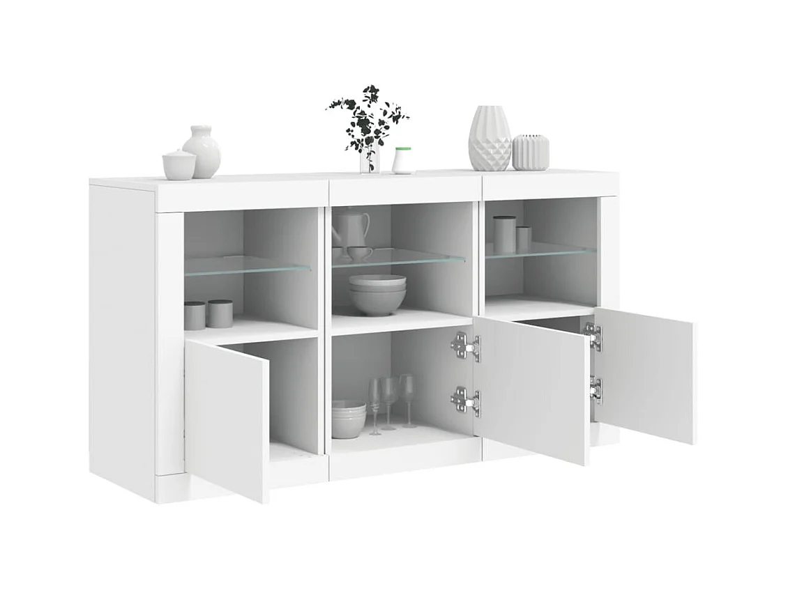 Sideboard mit LED-Leuchten Anrichte Weiß 123x37x67 cm -RM86121