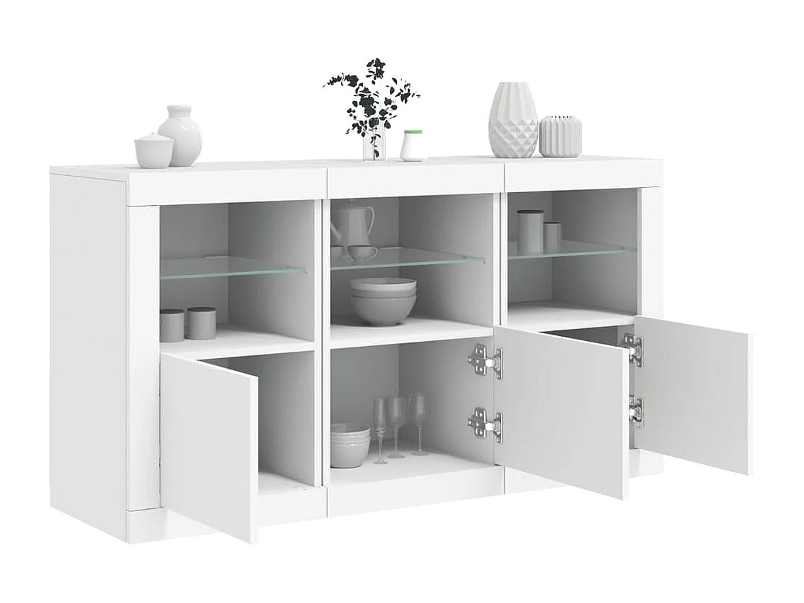 Sideboard mit LED-Leuchten Anrichte Weiß 123x37x67 cm -RM86121