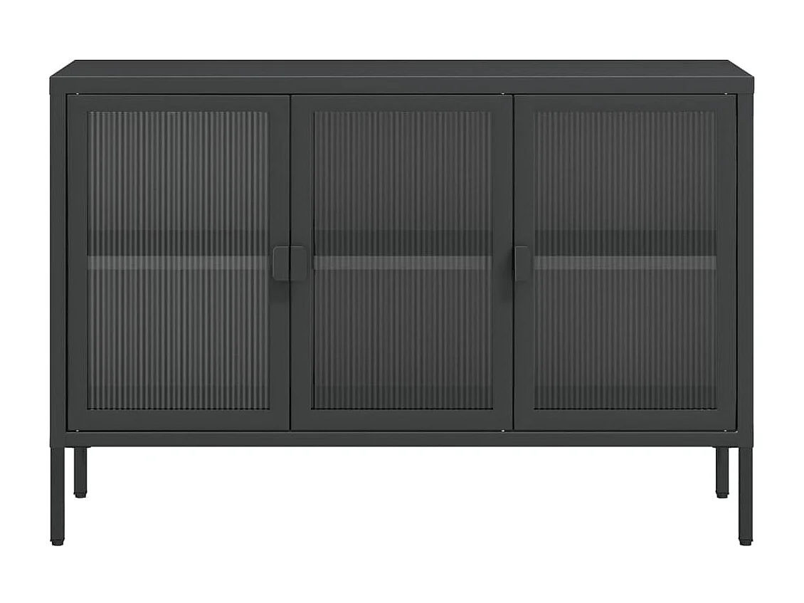 Sideboard Schwarz Anrichte 105x35x70 cm Glas und Stahl -RM96360