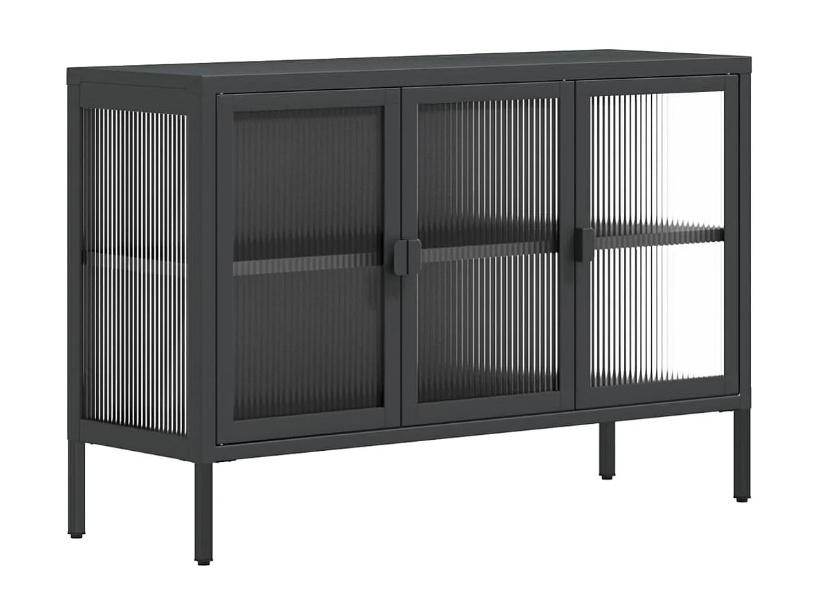 Sideboard Schwarz Anrichte 105x35x70 cm Glas und Stahl -RM96360