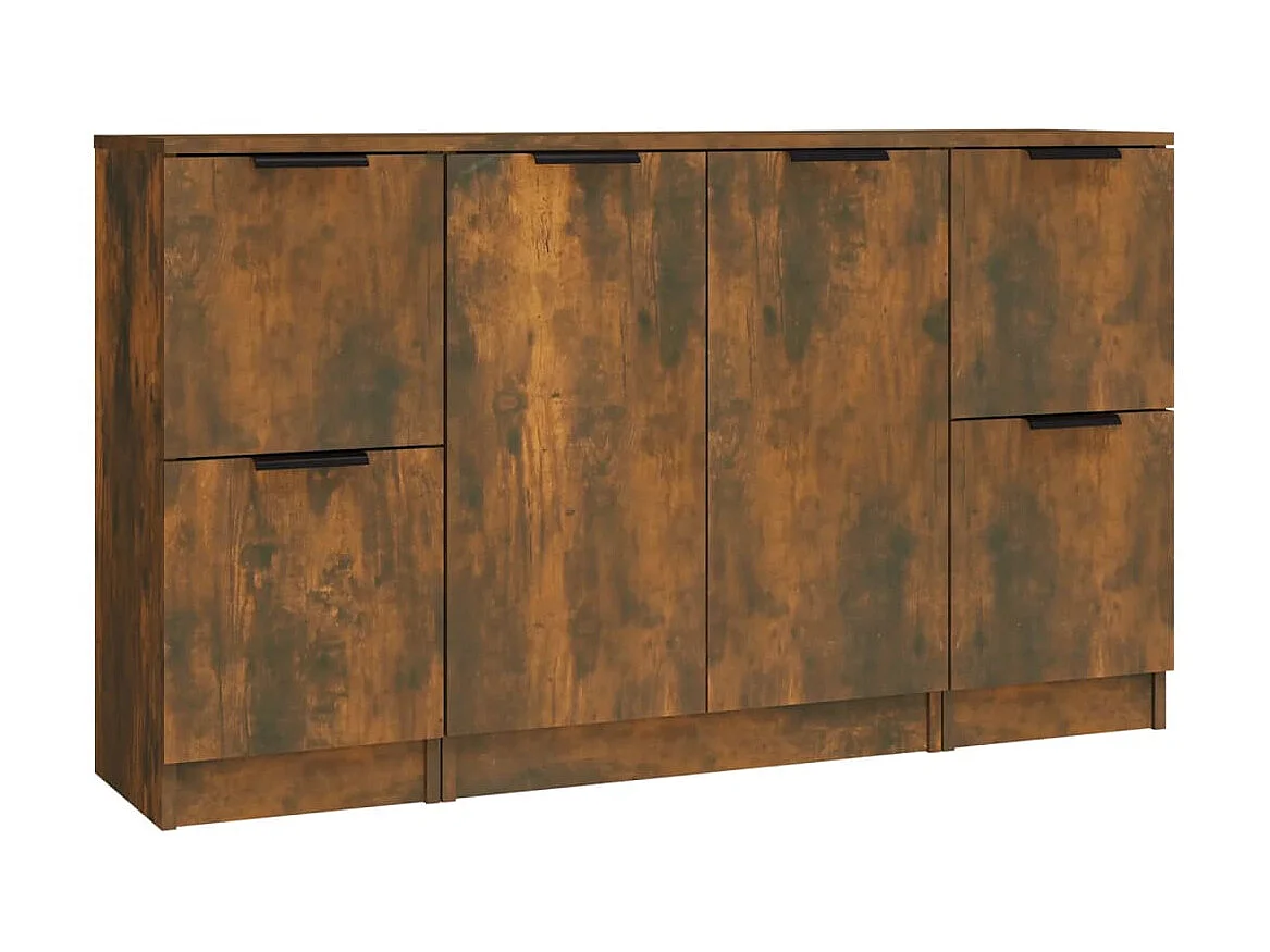 Sideboards im 3er-Set Lowboards Räuchereiche Holzwerkstoff -RM97373