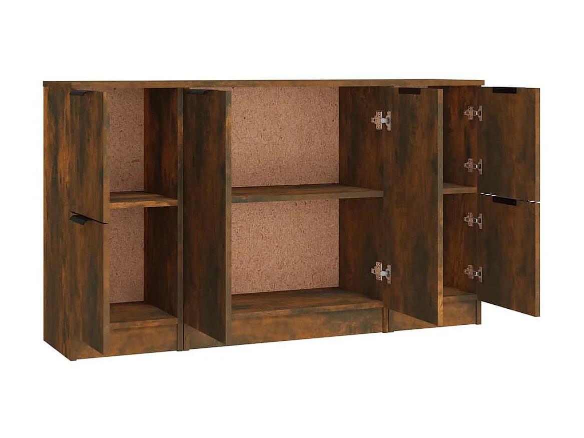 Sideboards im 3er-Set Lowboards Räuchereiche Holzwerkstoff -RM97373