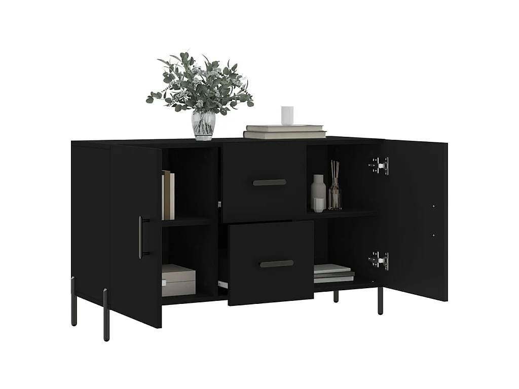 Sideboard Schwarz Anrichte 100x36x60 cm Holzwerkstoff -RM74197