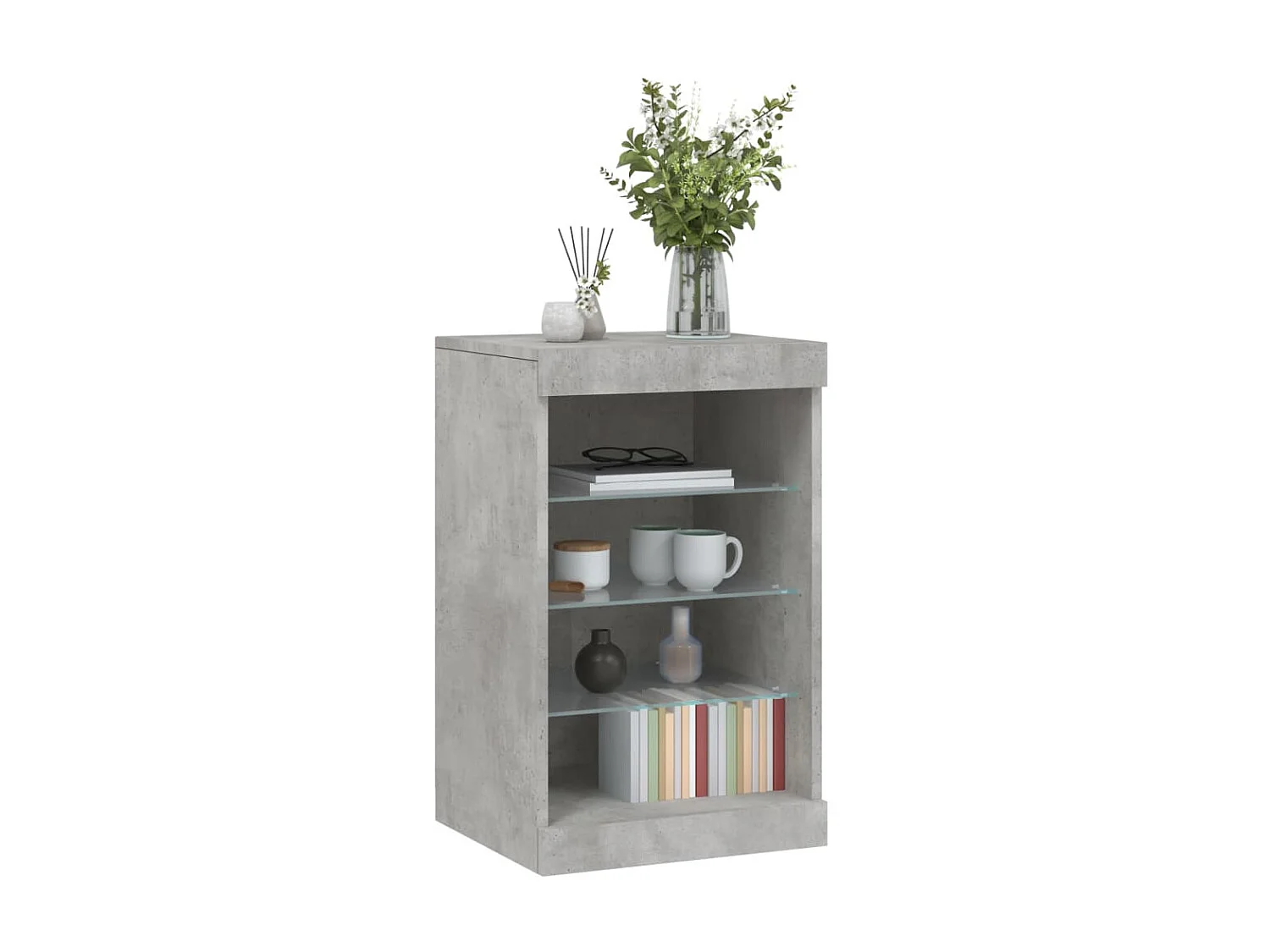 Sideboard mit LED-Leuchten - Anrichte Betongrau 41x37x67 cm -RM69972