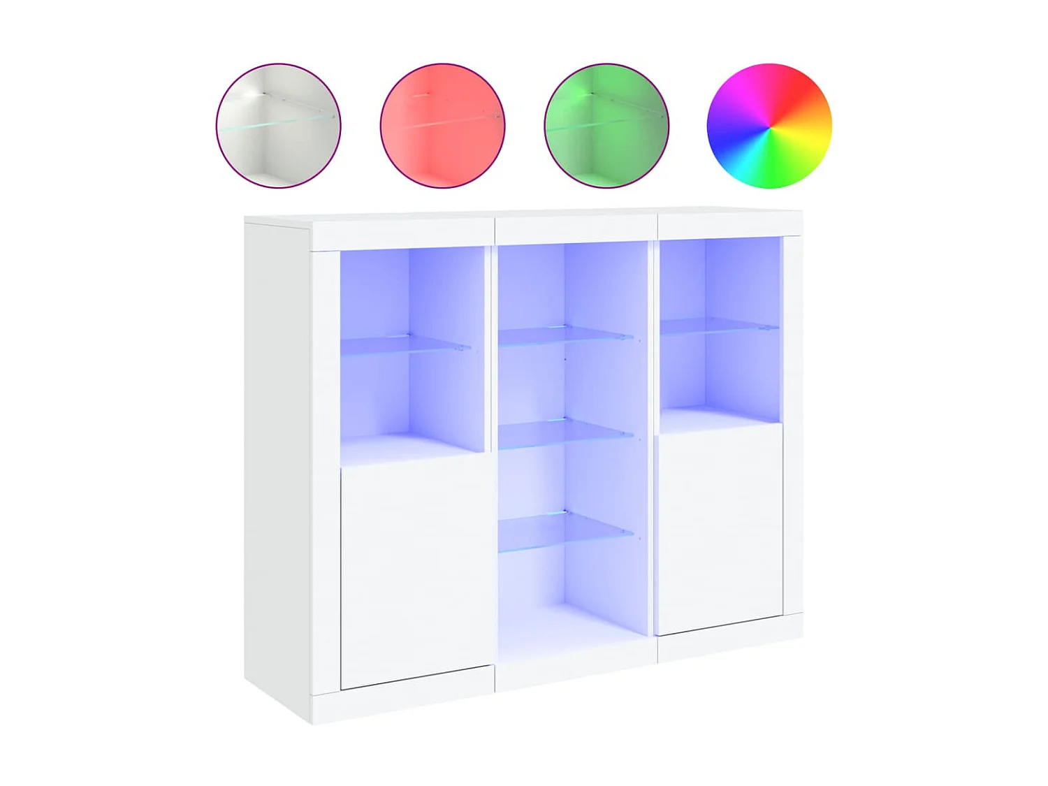 Sideboards mit LED-Leuchten im 3er-Set Anrichten Weiß Holzwerkstoff -RM31731
