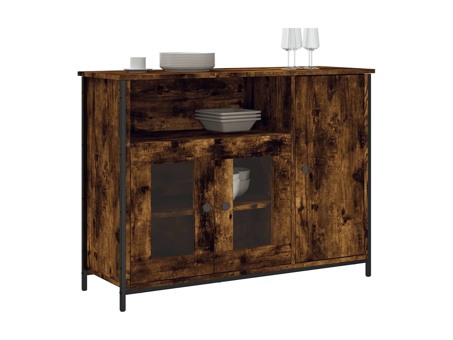 Sideboard Anrichte Räuchereiche 100x35x75 cm Holzwerkstoff -RM47885