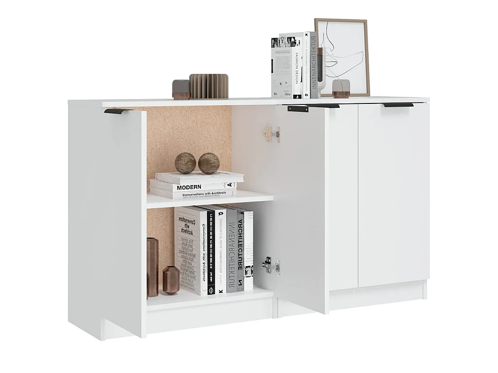 Sideboards im 2er-Set Lowboards Weiß 60x30x70 cm Holzwerkstoff -RM54941