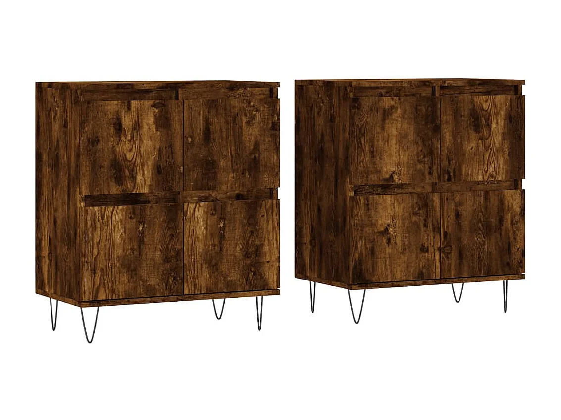 Sideboards im 2er-Set Lowboards Räuchereiche Holzwerkstoff -RM57351