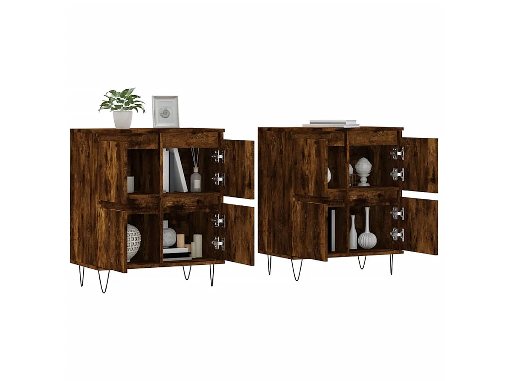 Sideboards im 2er-Set Lowboards Räuchereiche Holzwerkstoff -RM57351