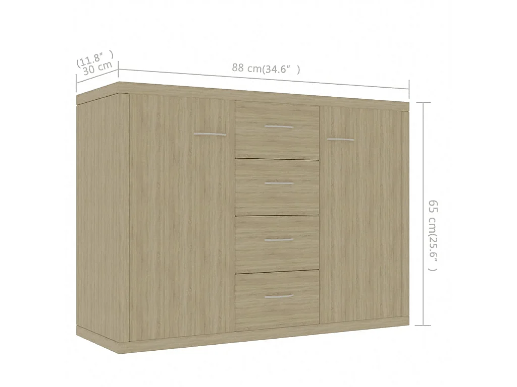 Sideboard Anrichte Sonoma-Eiche 88x30x65 cm Holzwerkstoff -RM43172