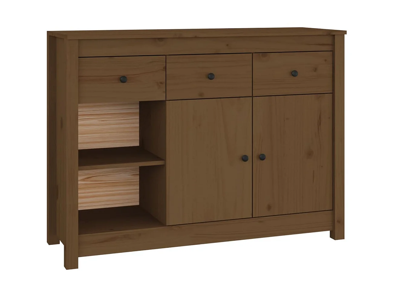 Sideboard Lowboard - Honigbraun 100x35x74 cm Massivholz Kiefer -RM57735